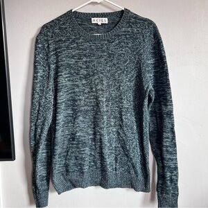 Reiss Marled Crewneck Sweater Green Blue Cotton M